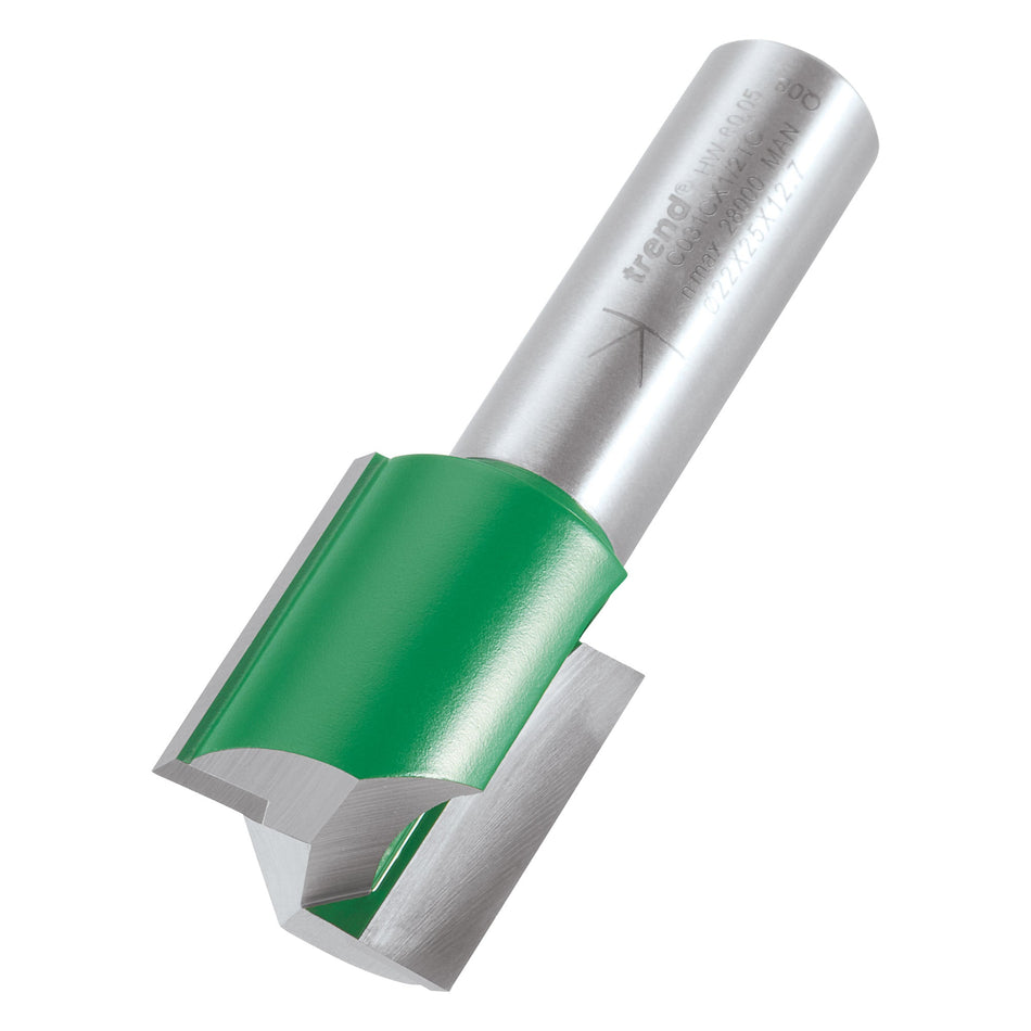 Trend Tools C031CX1/2TC Trend Craftpro 1/2In Shank Two Flute Straight Router Cutter Bit 22Mm Dia X 25Mm Cut Depth