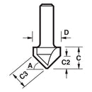 Trend Tools C045X1/4TC Chamfer V Groove Cutter Angle=45 Degrees