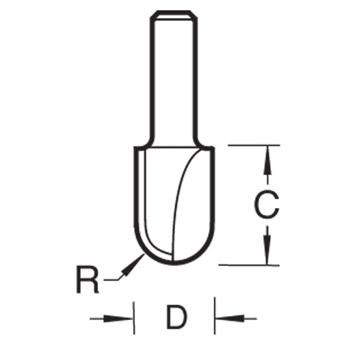 Trend Tools C053X1/4TC Radius 4.8Mm Radius X 9.5Mm Diameter