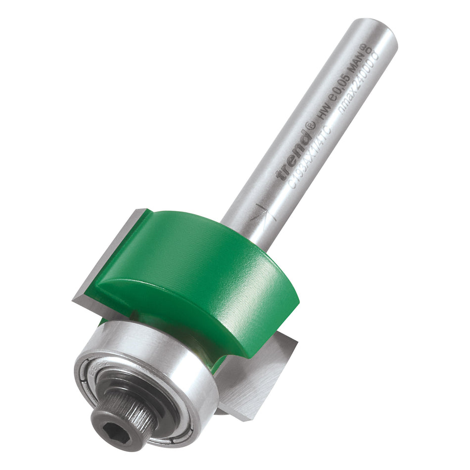 Trend Tools C193AX1/4TC Trend Craftpro 1/4In Bearing Guided Rebater 24Mm Dia X 12.7Mm Cut Depth