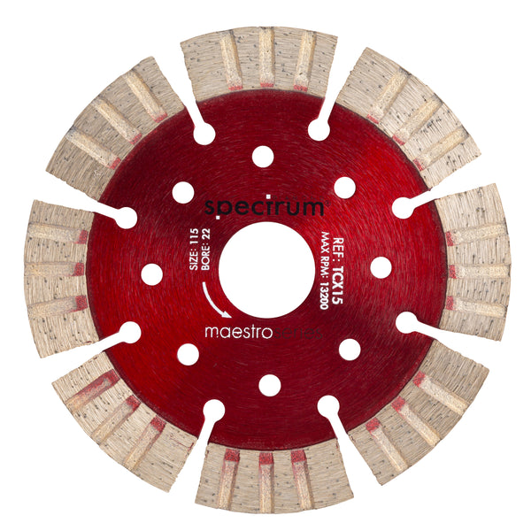 OX Tools OX-TCX15-115/22 Spectrum Maestro 15mm Universal Turbo-Seg Dia Blade - 115/22.23mm
