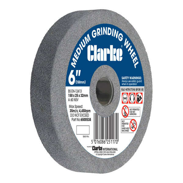 Clarke 6500538 6Ó (150mm) Medium Grinding Wheel for CHDBG500