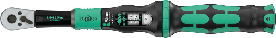 Wera 05075690001 Click-Torque Lock A 5 Torque wrench, adjustable, Torque Lock function, reversible ratchet, clockwise torque operation, 2.5-25 Nm