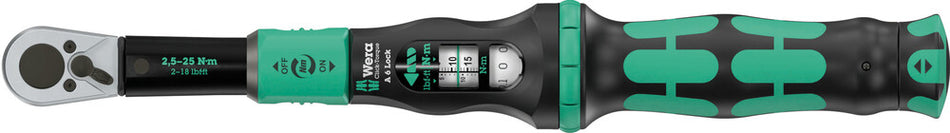 Wera 05075691001 Click-Torque Lock A 6 Torque wrench, adjustable, Torque Lock function, reversible ratchet, clockwise torque operation, 2.5-25 Nm