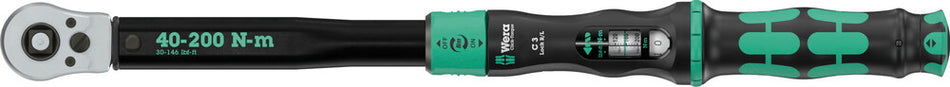 Wera 05075695001 Click-Torque Lock C 3 R/L Torque wrench, adjustable, Torque function, square head insert (1/2"), clockwise/counterclockwise torque operation, 40-200 Nm