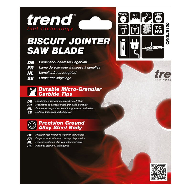Trend Tools CR/BJB100 Trend Biscuit Jointer Saw Blade 100Mm X 22Mm X 6T