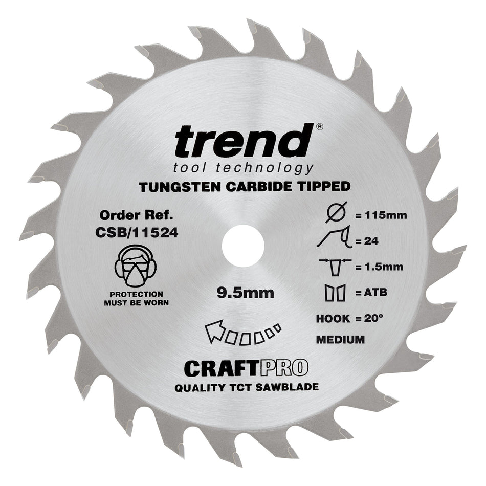 Trend Tools CSB/11524 Trend Wood Circular Saw Blade 115Mm X 9.5Mm X 24T