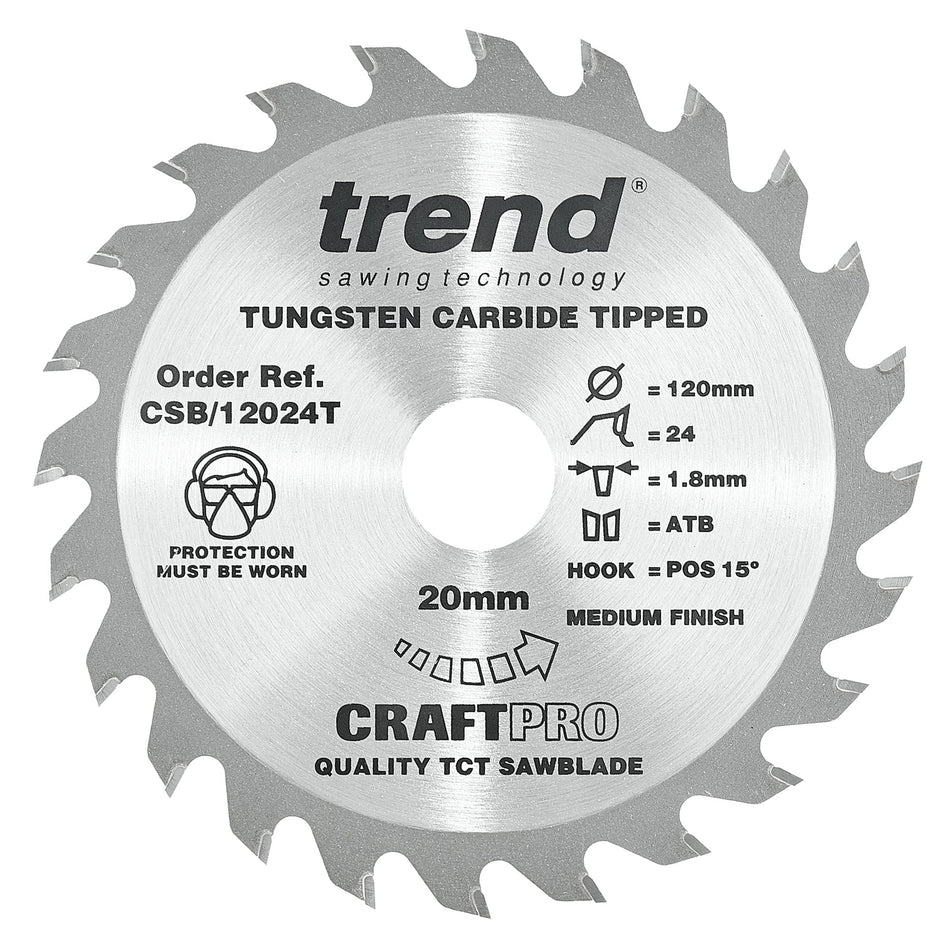 Trend Tools CSB/12024T Trend Wood Cordless Circular Saw Blade 120Mm X 20Mm X 24T