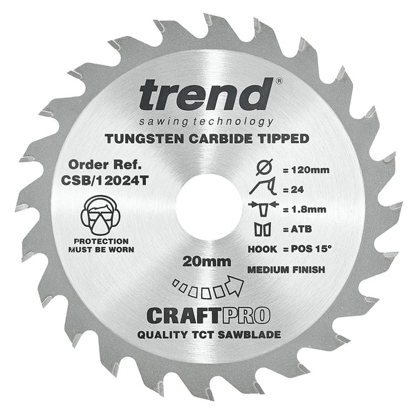 Trend Tools CSB/12024T Trend Wood Cordless Circular Saw Blade 120Mm X 20Mm X 24T