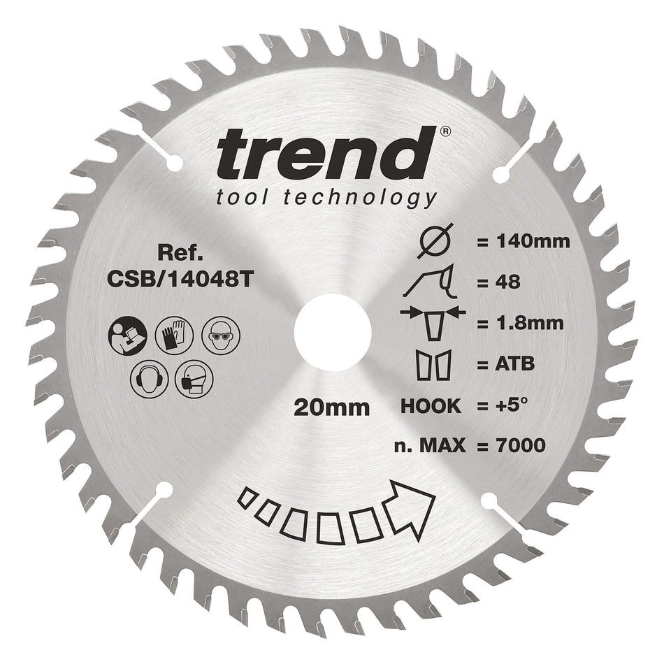 Trend Tools CSB/14048T Trend Wood Cordless Circular Saw Blade 140Mm X 20Mm X 48T