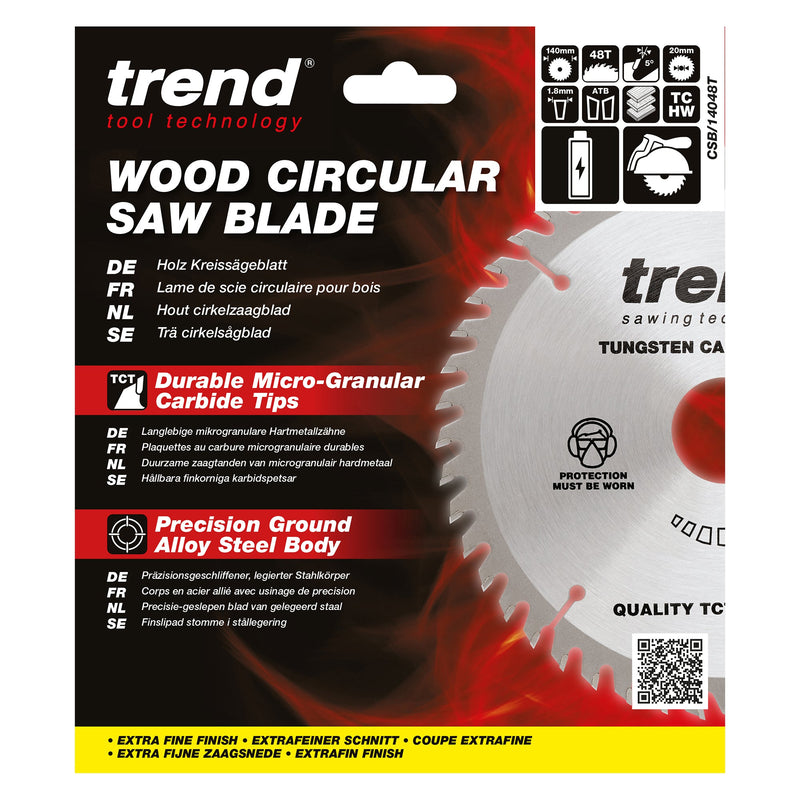 Trend Tools CSB/14048T Trend Wood Cordless Circular Saw Blade 140Mm X 20Mm X 48T