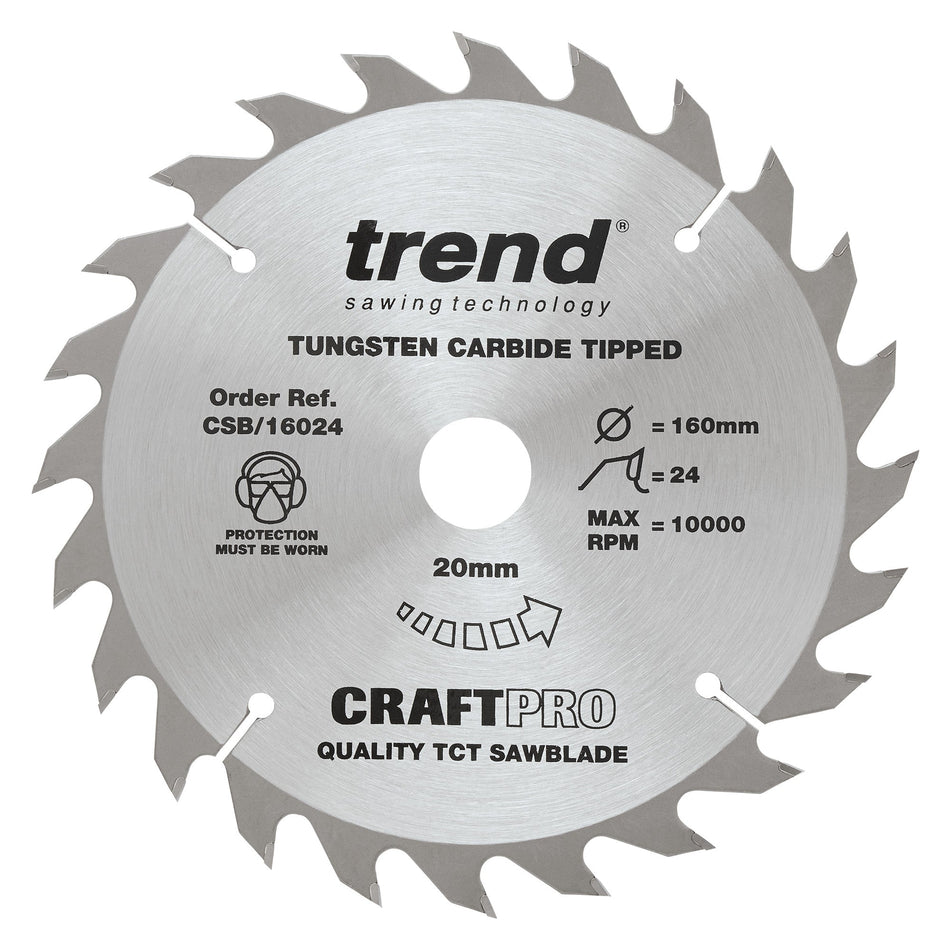 Trend Tools CSB/16024 Trend Wood Circular Saw Blade 160Mm X 20Mm X 24T