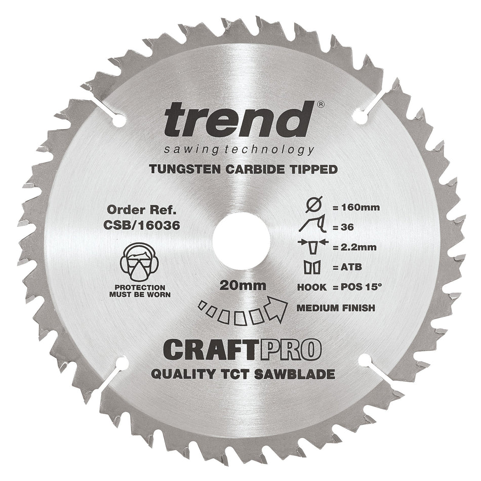 Trend Tools CSB/16036 Trend Wood Circular Saw Blade 160Mm X 20Mm X 36T
