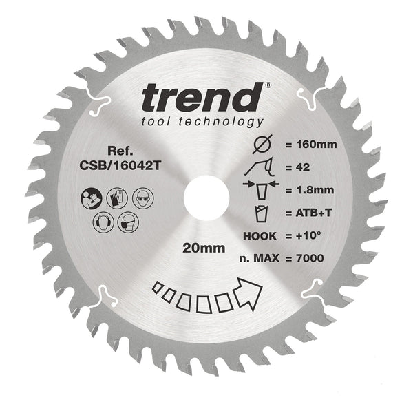 Trend Tools CSB/16042T Trend Wood Cordless Circular Saw Blade 160Mm X 20Mm X 42T