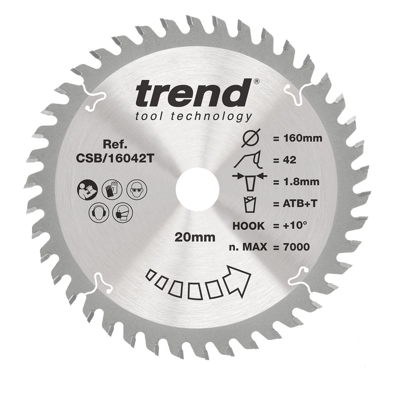 Trend Tools CSB/16042T Trend Wood Cordless Circular Saw Blade 160Mm X 20Mm X 42T