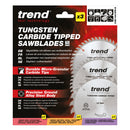 Trend Tools CSB/160/3PK/A Trend Wood Circular Saw Blade 160Mm X 20Mm X 24/48T, 3 Pack