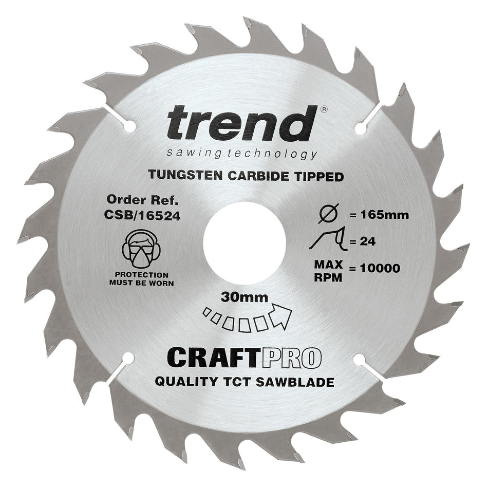 Trend Tools CSB/16524 Trend Wood Circular Saw Blade 165Mm X 30Mm X 24T
