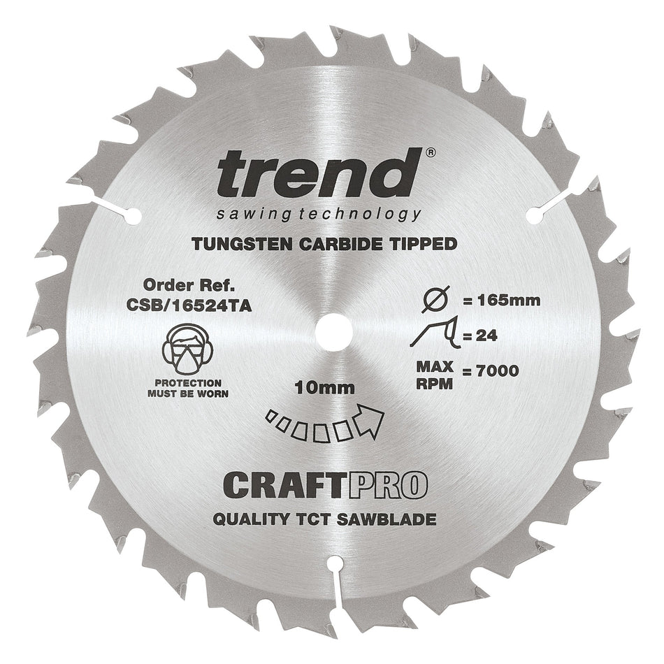 Trend Tools CSB/16524TA Trend Wood Cordless Circular Saw Blade 165Mm X 10Mm X 24T