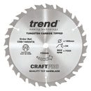 Trend Tools CSB/16524TA Trend Wood Cordless Circular Saw Blade 165Mm X 10Mm X 24T