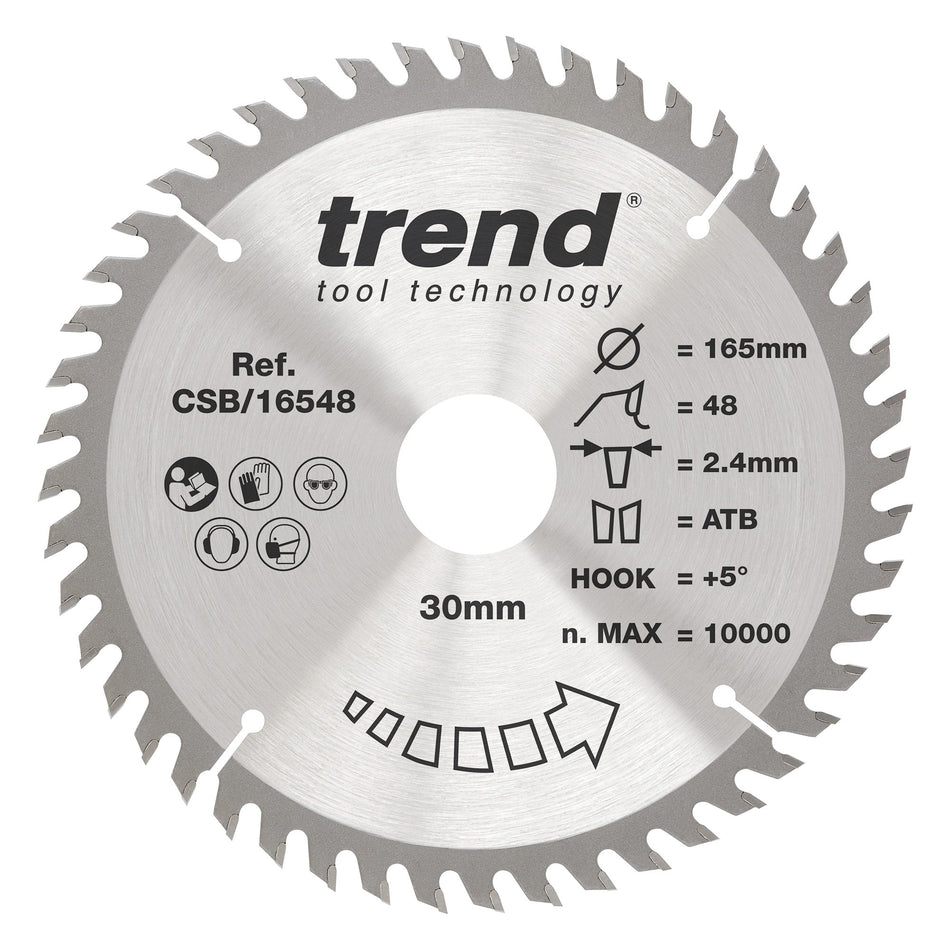 Trend Tools CSB/16548 Trend Wood Circular Saw Blade 165Mm X 30Mm X 48T