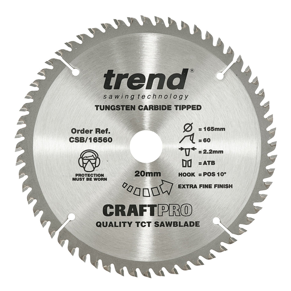 Trend Tools CSB/16560 Trend Wood Circular Saw Blade 165Mm X 20Mm X 60T