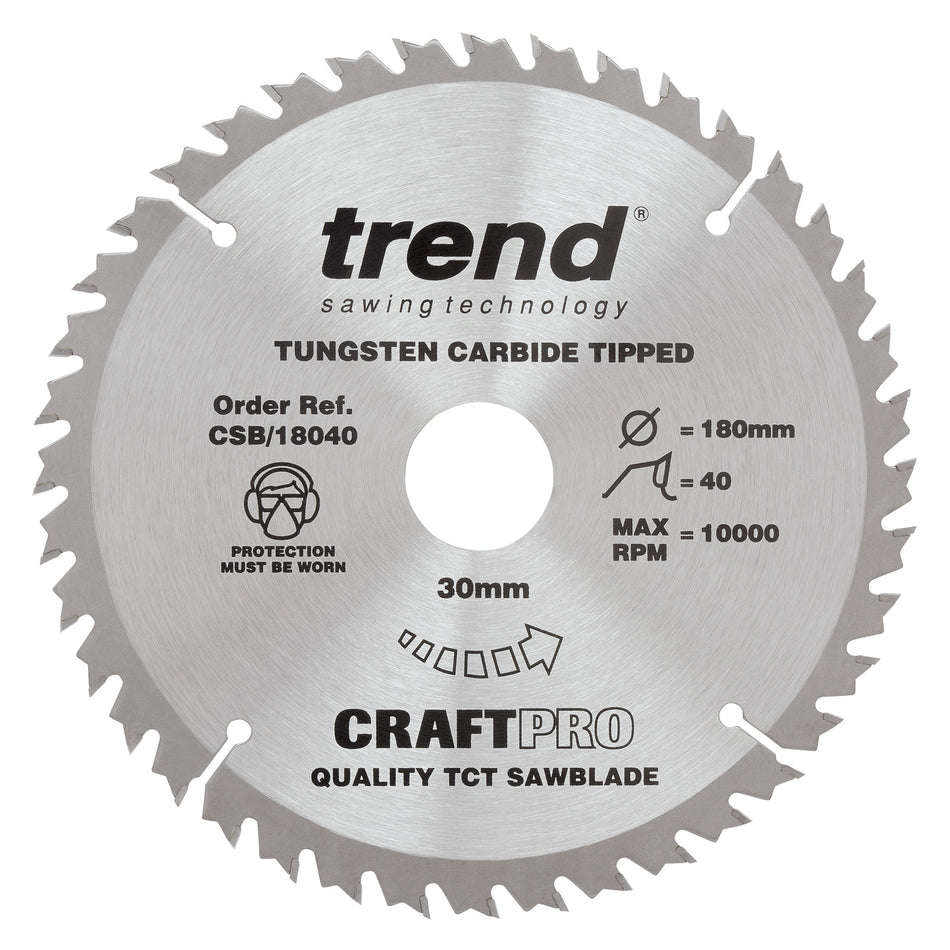 Trend Tools CSB/18040 Trend Wood Circular Saw Blade 180Mm X 30Mm X 40T
