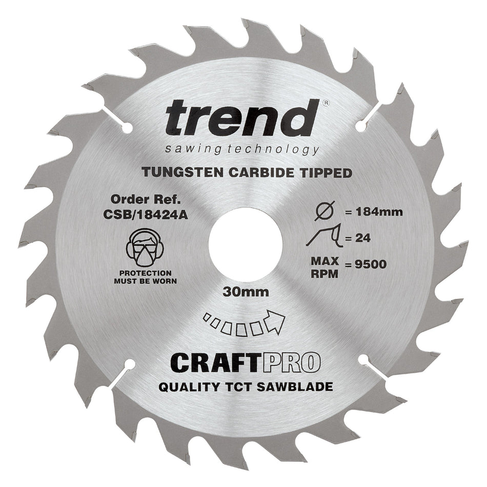 Trend Tools CSB/18424A Trend Wood Circular Saw Blade 184Mm X 30Mm X 24T