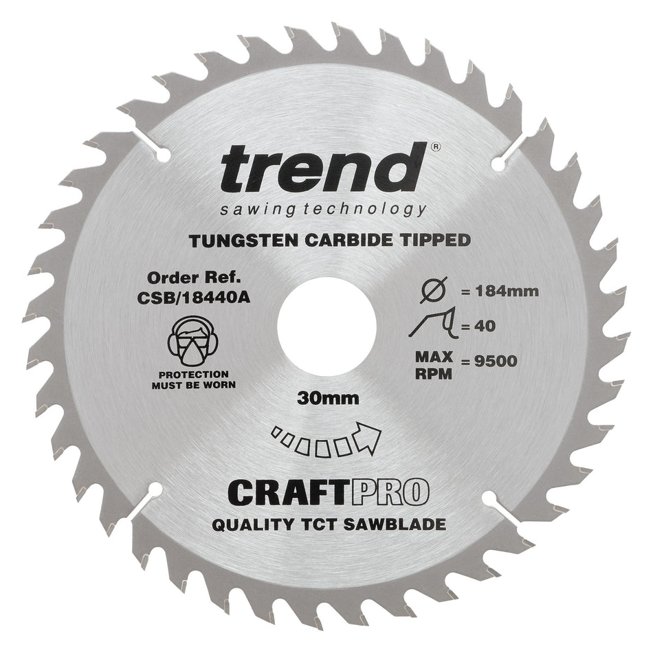 Trend Tools CSB/18440A Trend Wood Circular Saw Blade 184Mm X 30Mm X 40T