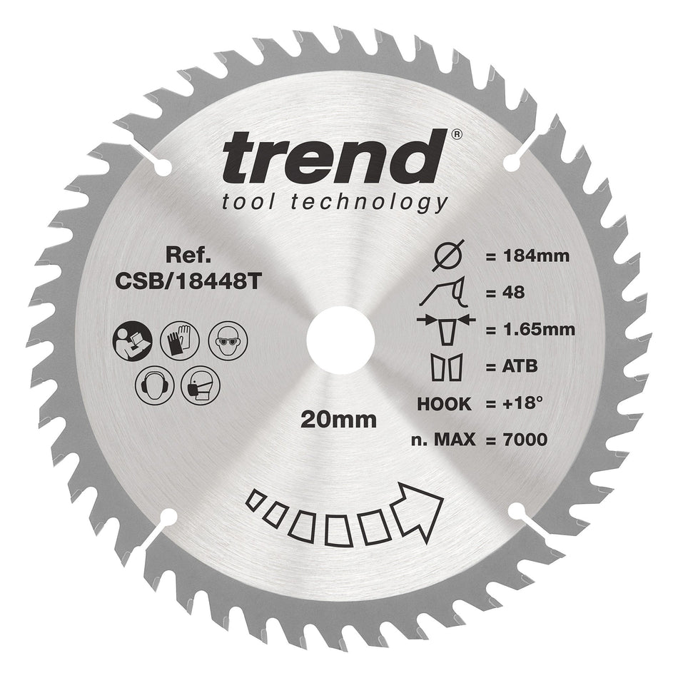 Trend Tools CSB/18448T Trend Wood Cordless Circular Saw Blade 184Mm X 20Mm X 48T