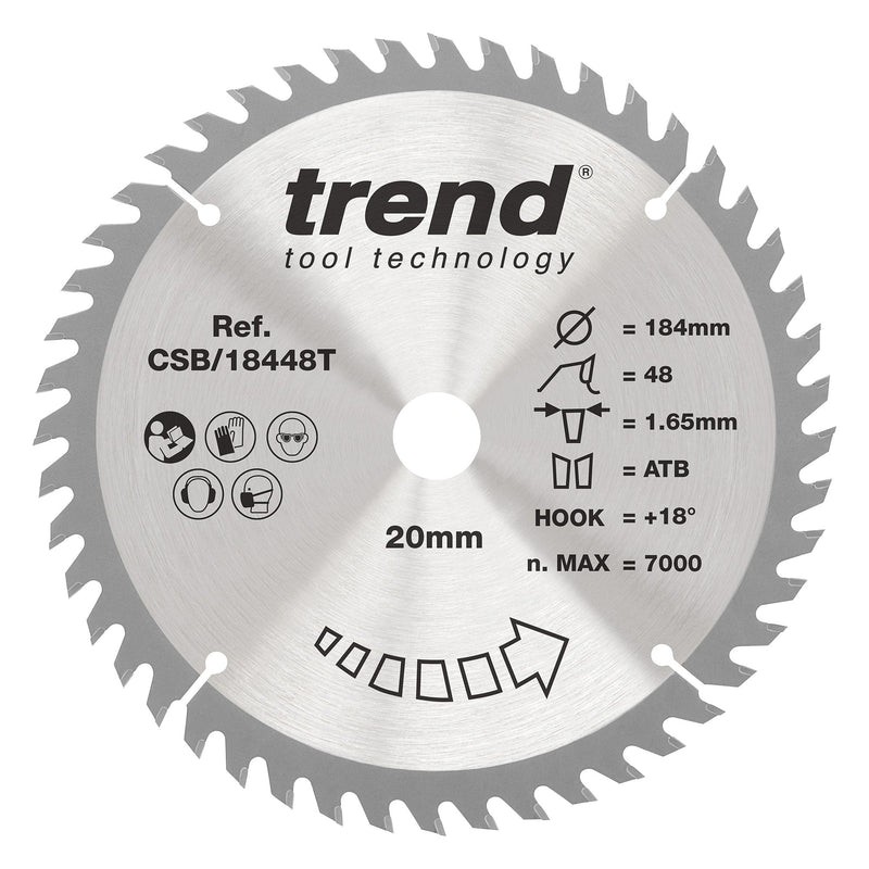 Trend Tools CSB/18448T Trend Wood Cordless Circular Saw Blade 184Mm X 20Mm X 48T
