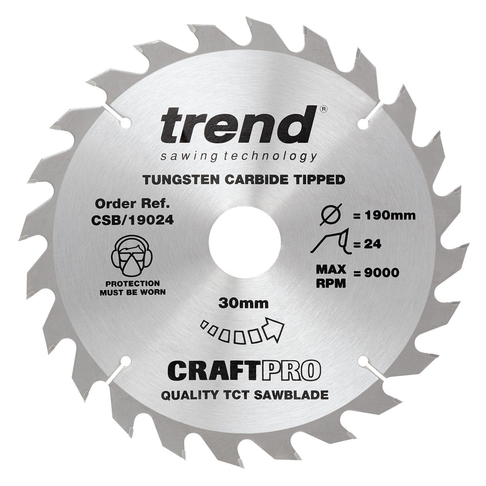 Trend Tools CSB/19024 Trend Wood Circular Saw Blade 190Mm X 30Mm X 24T