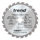 Trend Tools CSB/19024TW Trend Wood Cordless Atbr Circular Saw Blade 190Mm X Diamond Bore X 24T