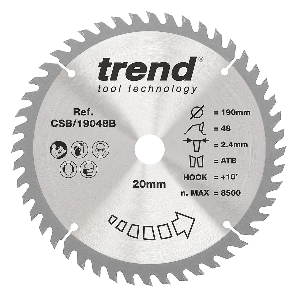 Trend Tools CSB/19048B Trend Wood Circular Saw Blade 190Mm X 20Mm X 48T