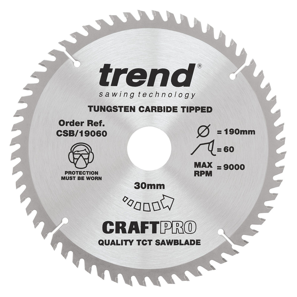 Trend Tools CSB/19060 Trend Wood Circular Saw Blade 190Mm X 30Mm X 60T
