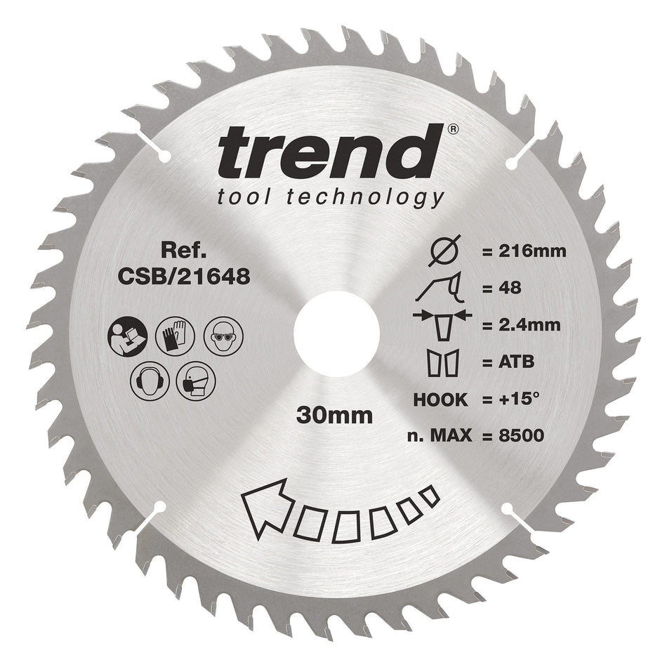 Trend Tools CSB/21648 Trend Wood Circular Saw Blade 216Mm X 30Mm X 48T