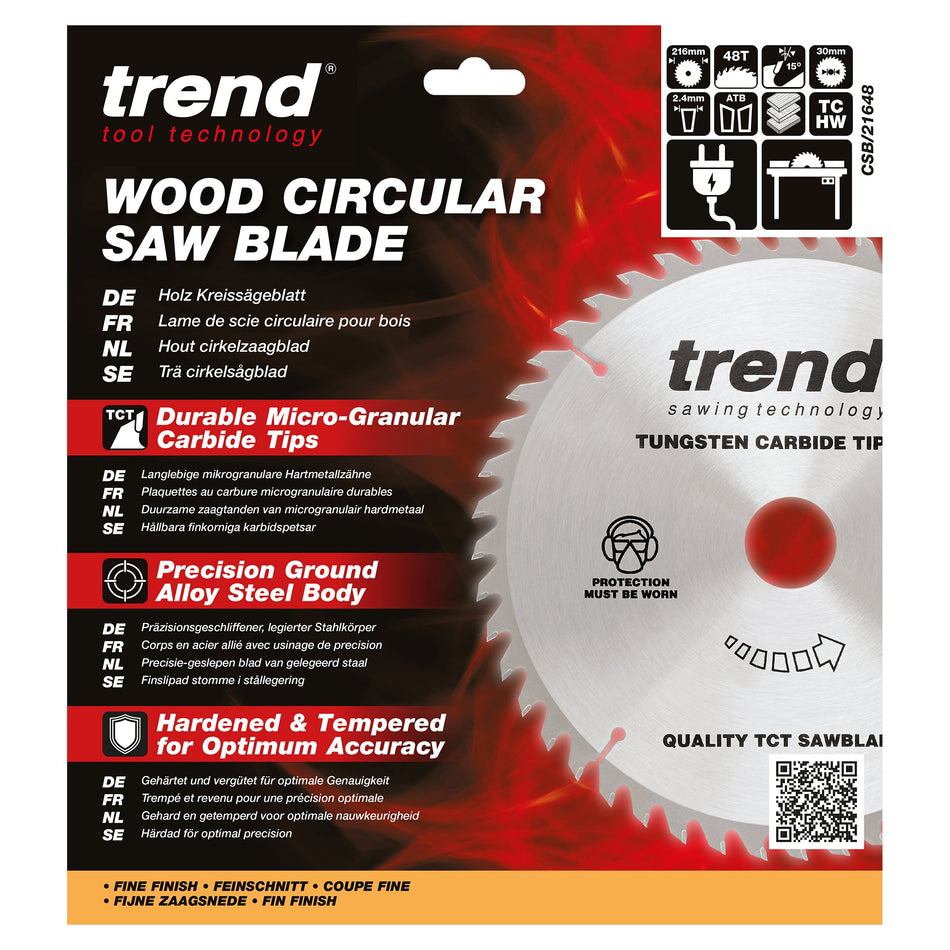 Trend Tools CSB/21648 Trend Wood Circular Saw Blade 216Mm X 30Mm X 48T