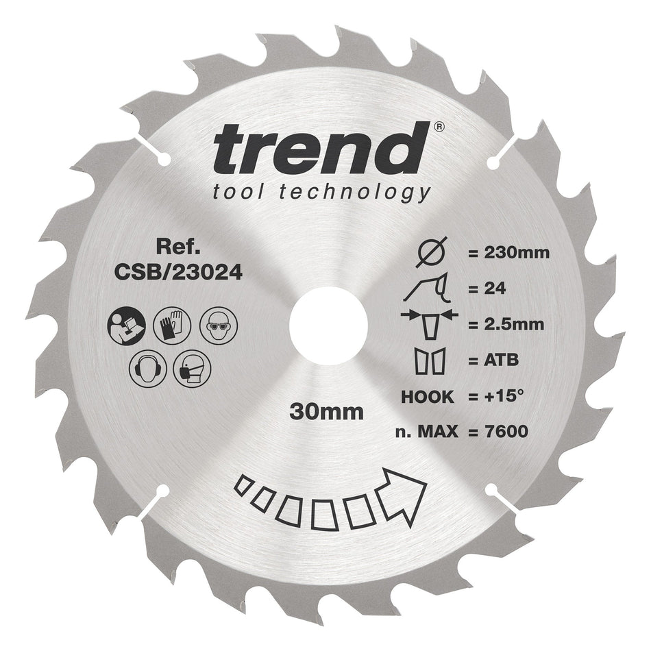 Trend Tools CSB/23024 Trend Wood Circular Saw Blade 230Mm X 30Mm X 24T