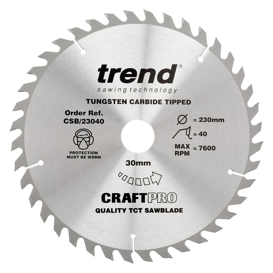 Trend Tools CSB/23040 Trend Wood Circular Saw Blade 230Mm X 30Mm X 40T