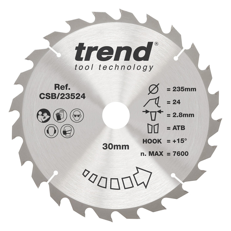 Trend Tools CSB/23524 Trend Wood Circular Saw Blade 235Mm X 30Mm X 24T
