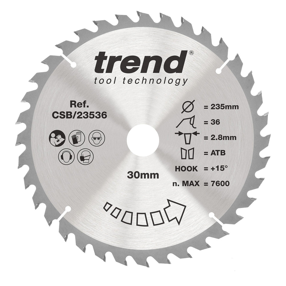 Trend Tools CSB/23536 Trend Wood Circular Saw Blade 235Mm X 30Mm X 36T