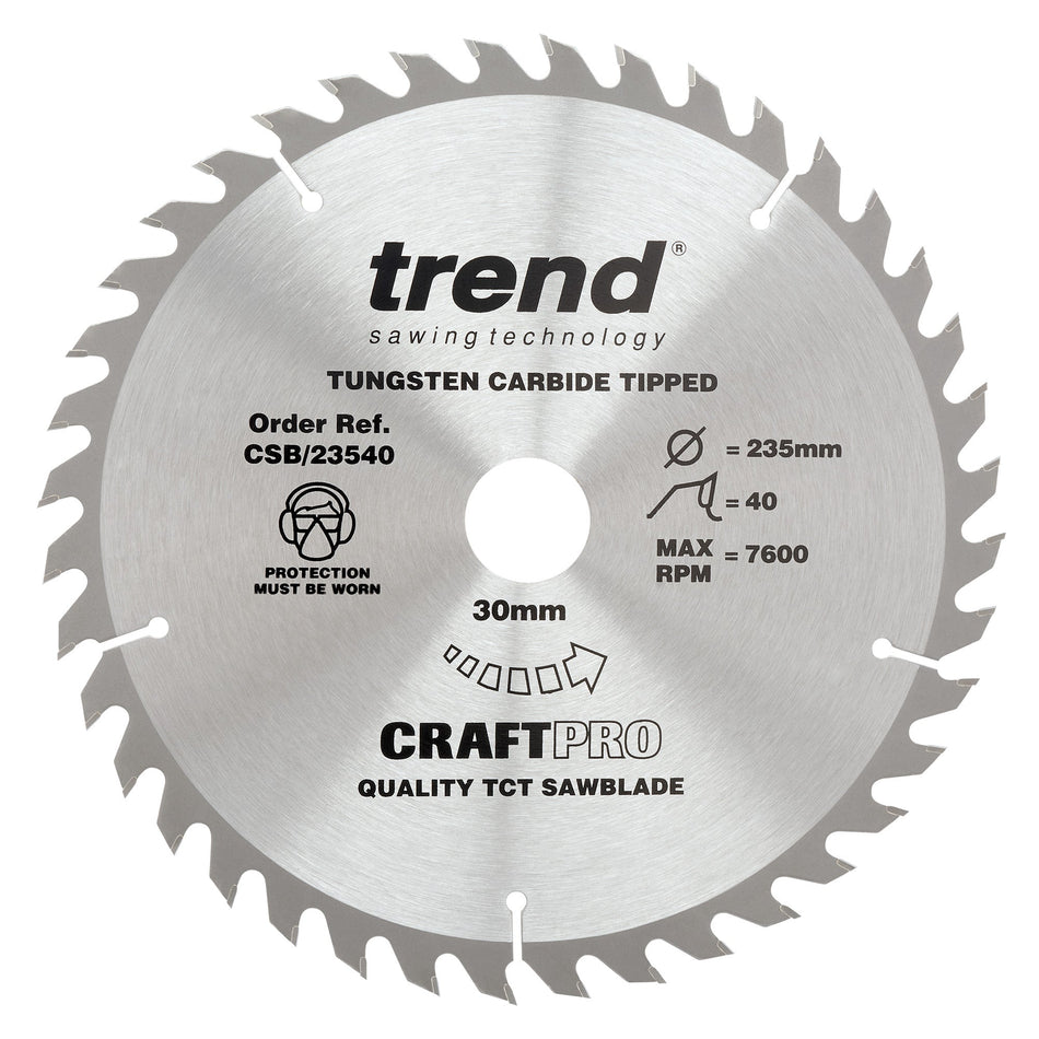 Trend Tools CSB/23540 Trend Wood Circular Saw Blade 235Mm X 30Mm X 40T