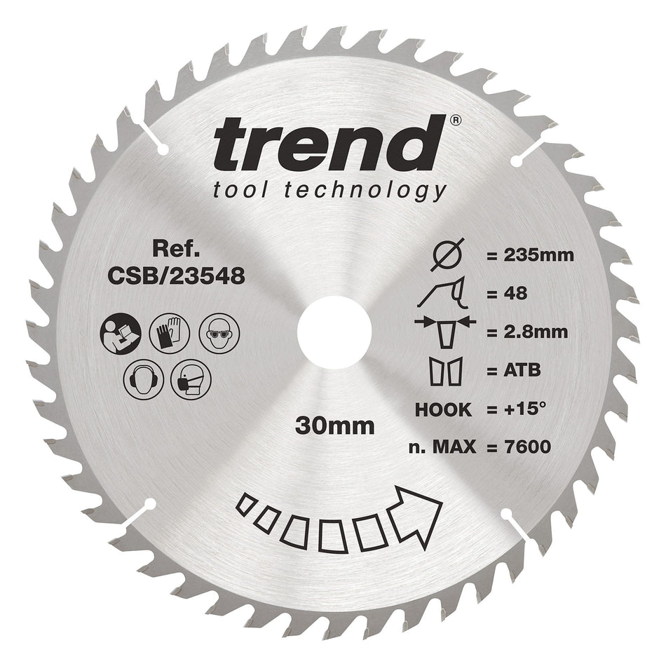 Trend Tools CSB/23548 Trend Wood Circular Saw Blade 235Mm X 30Mm X 48T