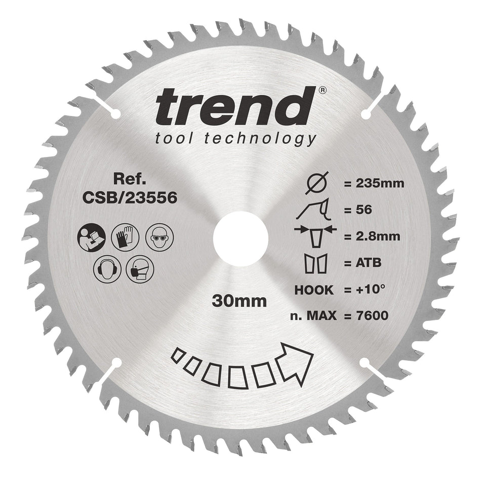 Trend Tools CSB/23556 Trend Wood Circular Saw Blade 235Mm X 30Mm X 56T