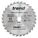 Trend Tools CSB/25030 Trend Wood Circular Saw Blade 250Mm X 30Mm X 30T