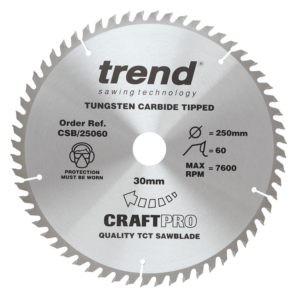 Trend Tools CSB/25060 Trend Wood Circular Saw Blade 250Mm X 30Mm X 60T