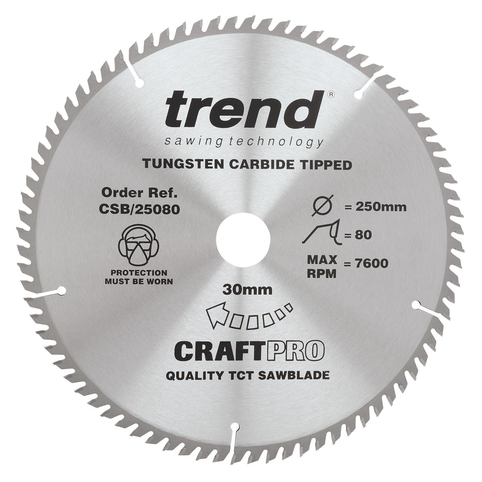 Trend Tools CSB/25080 Trend Wood Circular Saw Blade 250Mm X 30Mm X 80T
