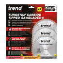 Trend Tools CSB/250/3PK Trend Wood Circular Saw Blade 250Mm X 30Mm X 48/60/84T, 3 Pack