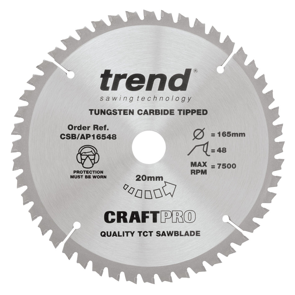 Trend Tools CSB/AP16548 Trend Aluminium/Plastic Circular Saw Blade 165Mm X 20Mm X 48T