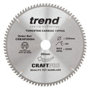 Trend Tools CSB/AP25084 Trend Aluminium/Plastic Circular Saw Blade 250Mm X 30Mm X 84T
