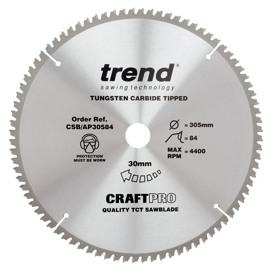 Trend Tools CSB/AP30584 Trend Aluminium/Plastic Circular Saw Blade 305Mm X 30Mm X 84T